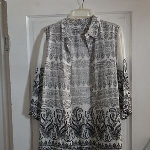 Chico's Black and White Button Down Shirt